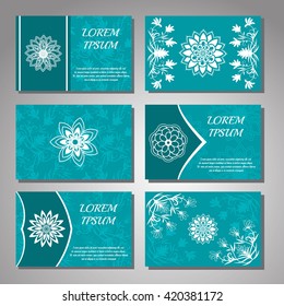 Vector design templates with mandala. Business cards template. Floral mandala elements. Design templates set. 