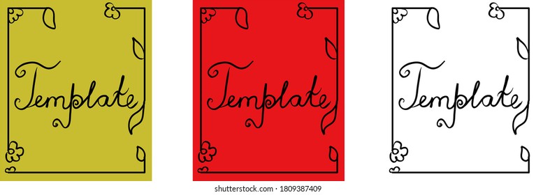 Vector design templates in minimal style. Hand drawing background for holiday. Set frame with blank copy space for text