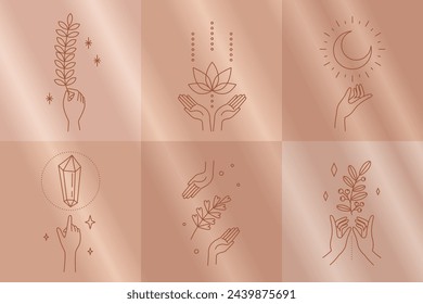 Vector design templates and monogram concepts in trendy linear style. Vector design templates and monogram concepts in trendy linear style - floral frame