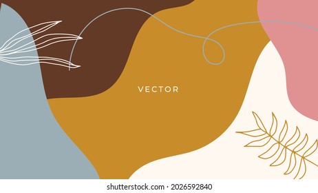 Vector design templates in simple modern style with copy space for text, flowers and leaves - wedding invitation backgrounds and frames, social media stories wallpapers 