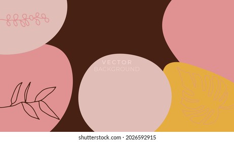 Vector design templates in simple modern style with copy space for text, flowers and leaves - wedding invitation backgrounds and frames, social media stories wallpapers 