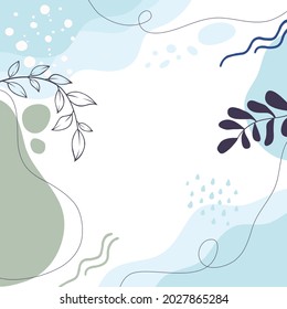 Vector design templates in simple modern style with copy space for text, flowers and leaves - wedding invitation backgrounds and frames, social media stories wallpapers.
