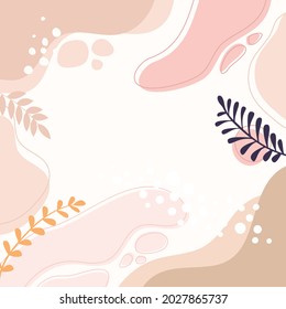 Vector design templates in simple modern style with copy space for text, flowers and leaves - wedding invitation backgrounds and frames, social media stories wallpapers.