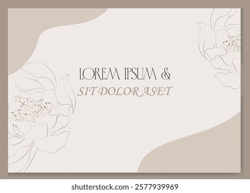Vector design templates in simple modern style with copy space for text, flower peony - wedding invitation backgrounds and frames, social media stories wallpapers