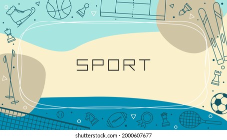 Vector design templates for Sport in simple modern style with line sports elements. Cover for a tutorial, banner, poster, presentation, splash screen, or project.
