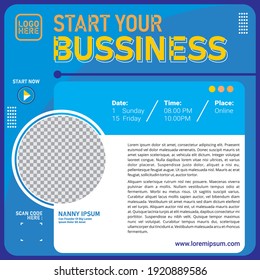 Vector Design Templates Start your business, with flat style and blue color background
