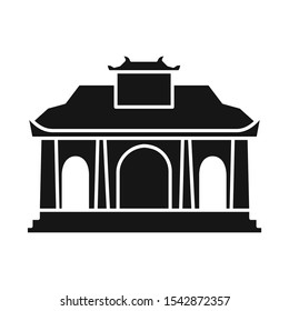 Vector design of temple and hanoi sign. Graphic of temple and vietnamese vector icon for stock.