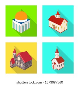 Vector design of temple and historic logo. Collection of temple and faith vector icon for stock.