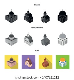 Vector design of temple and historic logo. Collection of temple and faith stock vector illustration.