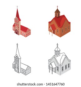Vector design of temple and historic logo. Collection of temple and faith stock vector illustration.