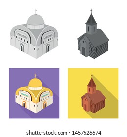 Vector design of temple and historic logo. Collection of temple and faith stock vector illustration.