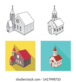 Vector design of temple and historic sign. Collection of temple and faith stock symbol for web.