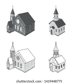 Vector design of temple and historic sign. Set of temple and faith vector icon for stock.