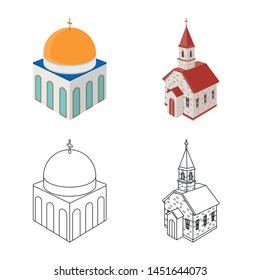 Vector design of temple and historic sign. Set of temple and faith stock vector illustration.