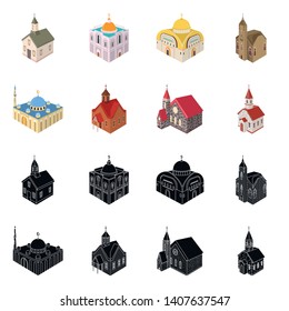 Vector design of temple and historic symbol. Set of temple and faith stock symbol for web.