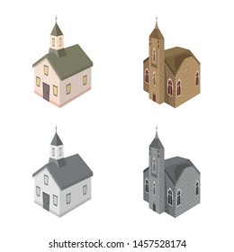 Vector design of temple and historic symbol. Set of temple and faith vector icon for stock.