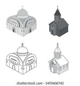 Vector design of temple and historic symbol. Set of temple and faith stock symbol for web.