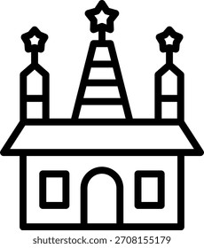 Estilo del icono del templo del diseño del Vector