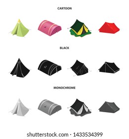 Vector design of tent and camp icon. Collection of tent and forest vector icon for stock.