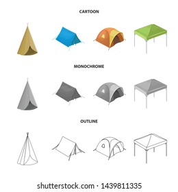 Vector design of tent and camp icon. Collection of tent and forest stock vector illustration.
