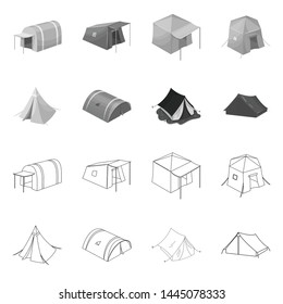 Vector design of tent and camp icon. Collection of tent and forest stock vector illustration.