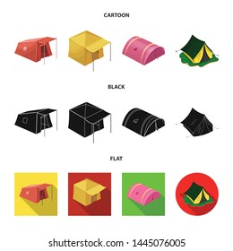 Vector design of tent and camp sign. Set of tent and forest vector icon for stock.