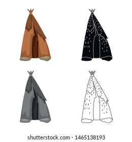 Vector design of tent and home symbol. Set of tent and hut vector icon for stock.