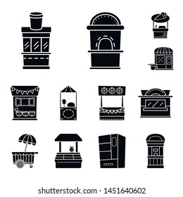 Vector design of tent and urban symbol. Set of tent and stand stock symbol for web.