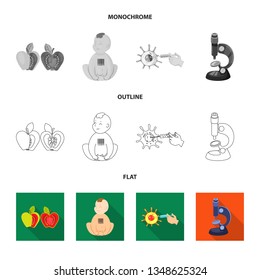 Vector design of test and synthetic icon. Set of test and laboratory vector icon for stock.