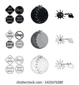 Vector design of test and synthetic sign. Collection of test and laboratory stock symbol for web.