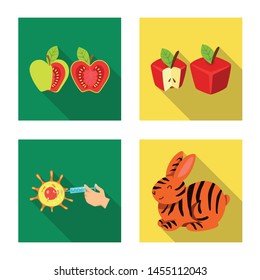 Vector design of test and synthetic sign. Set of test and laboratory stock symbol for web.
