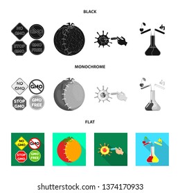 Vector design of test and synthetic symbol. Set of test and laboratory stock vector illustration.