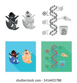 Vector design of test and synthetic symbol. Collection of test and laboratory stock vector illustration.