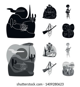 Vector design of texas and history icon. Set of texas and culture stock symbol for web.