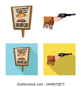 Vector design of texas and history icon. Set of texas and culture stock symbol for web.