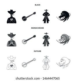 Vector design of texas and history logo. Set of texas and culture stock symbol for web.