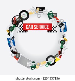 Vector design text box frame for car mechanic service and repair.