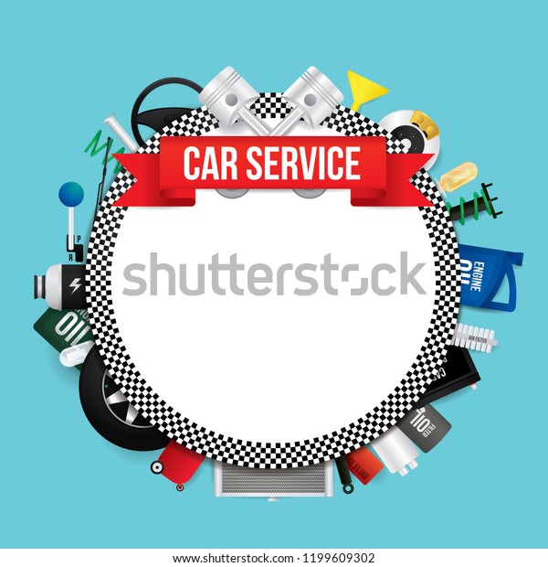 Vector design text box frame for car mechanic\
service and repair.