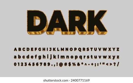 Efecto de texto de diseño del vector, estilo de texto oscuro