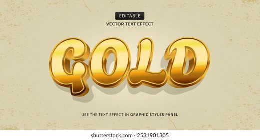 Efeito de texto de design de vetor, estilo de texto dourado
