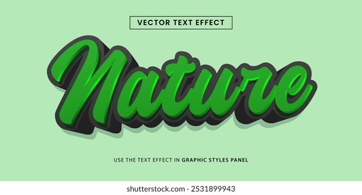 Efecto de texto de diseño de Vector, efecto de estilo de texto de naturaleza