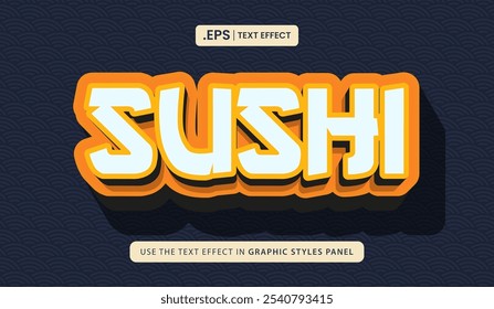 Vector design text effect, shushi 3d effect style