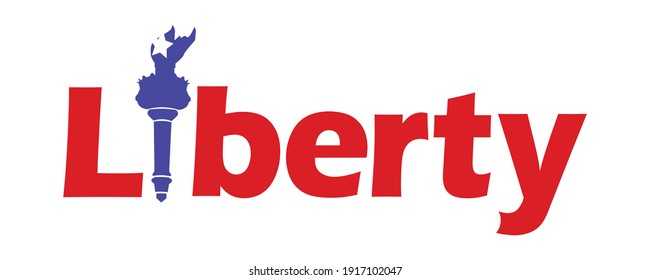 Vector design text liberty red  and blue color