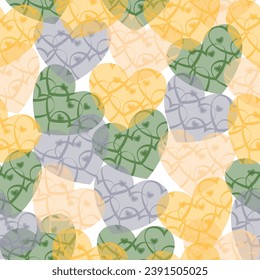  Vector design for textile, backgrounds, clothes, wrapping paper, web sites and wallpaper. Seamless pattern. Multicolored hearts.