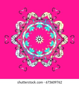 Vector design for textile, wallpaper, fabric, wrapping paper. Simple seamless Christmas pattern - varied Xmas snowflakes with dots. Happy New Year winter background.
