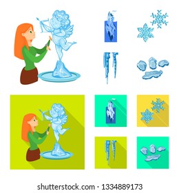 Vector design of texture  and frozen  icon. Set of texture  and transparent  vector icon for stock.