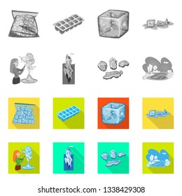 Vector design of texture  and frozen  icon. Collection of texture  and transparent  stock symbol for web.