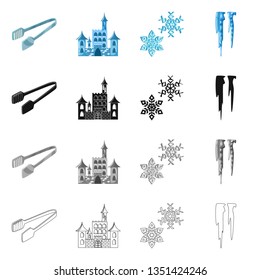 Vector design of texture  and frozen  icon. Collection of texture  and transparent  stock symbol for web.
