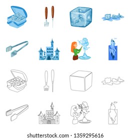 Vector design of texture  and frozen  icon. Set of texture  and transparent  stock symbol for web.
