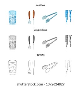 Vector design of texture  and frozen  icon. Set of texture  and transparent  stock symbol for web.